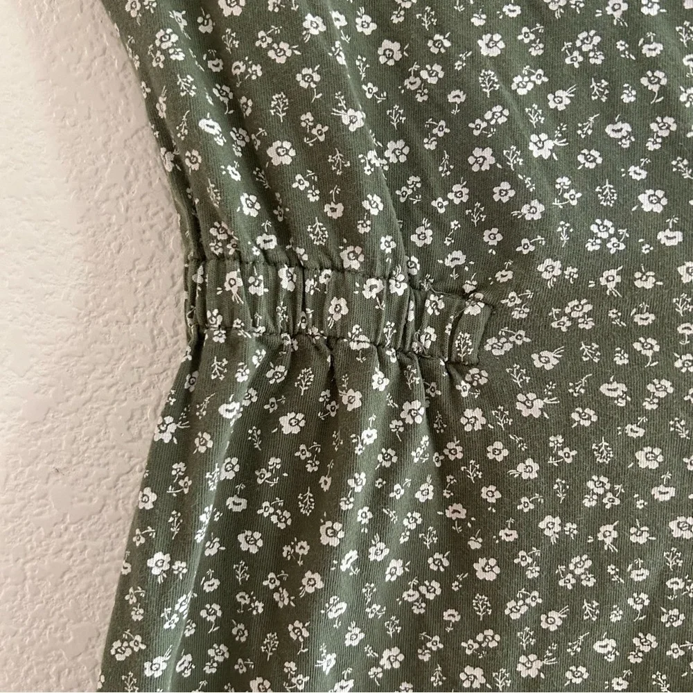 Old Navy | Cotton Olive Green Floral Dress